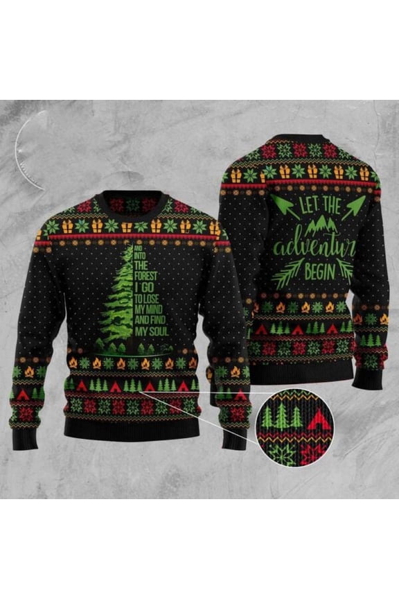 Into The Forest I Go Camping Christmas Sweater, Christmas Sweater, Sweater, Funny Xmas Sweaters
