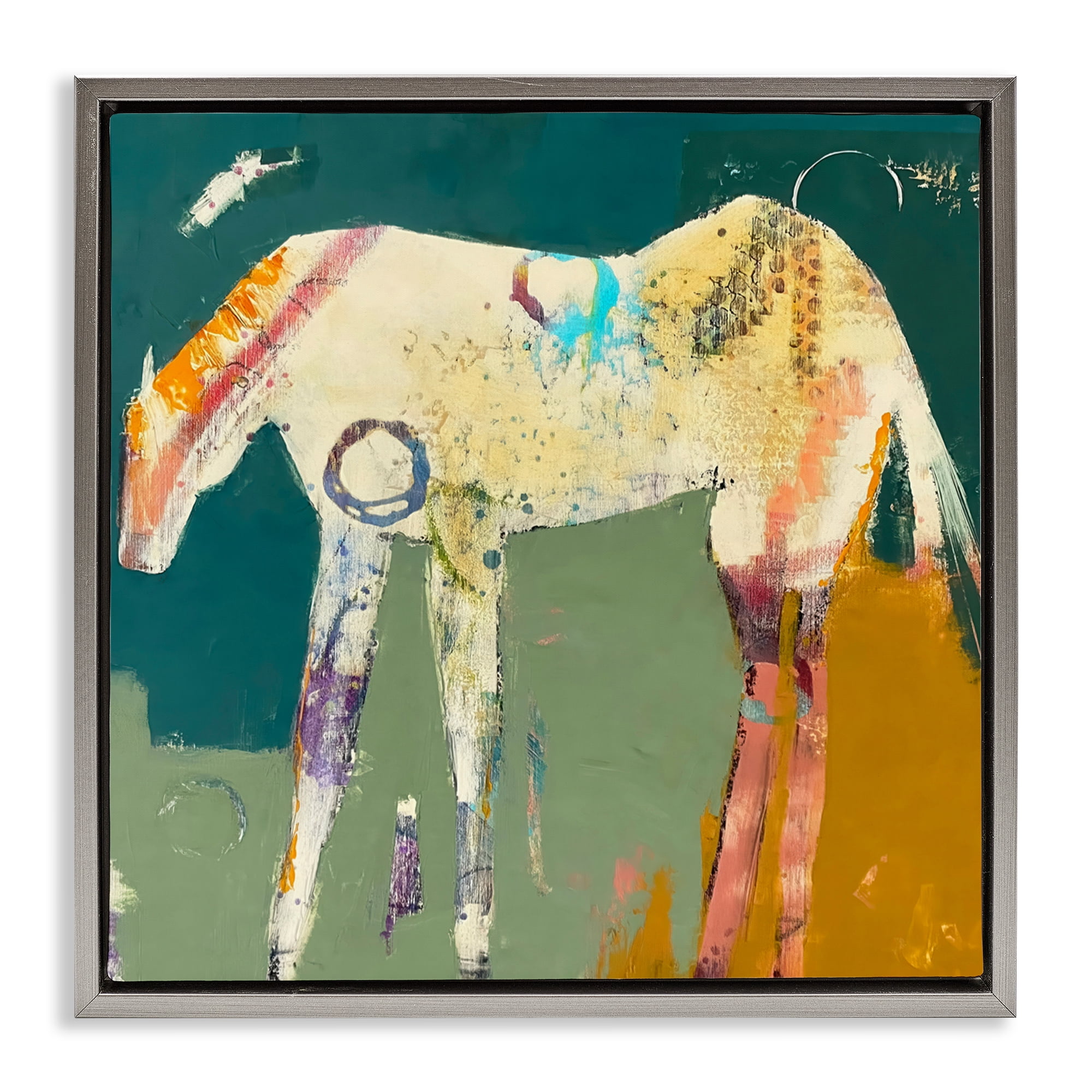 Into The Mystic Horse Gray Framed Floater Canvas Wall Art, design by Dianna Fritzler