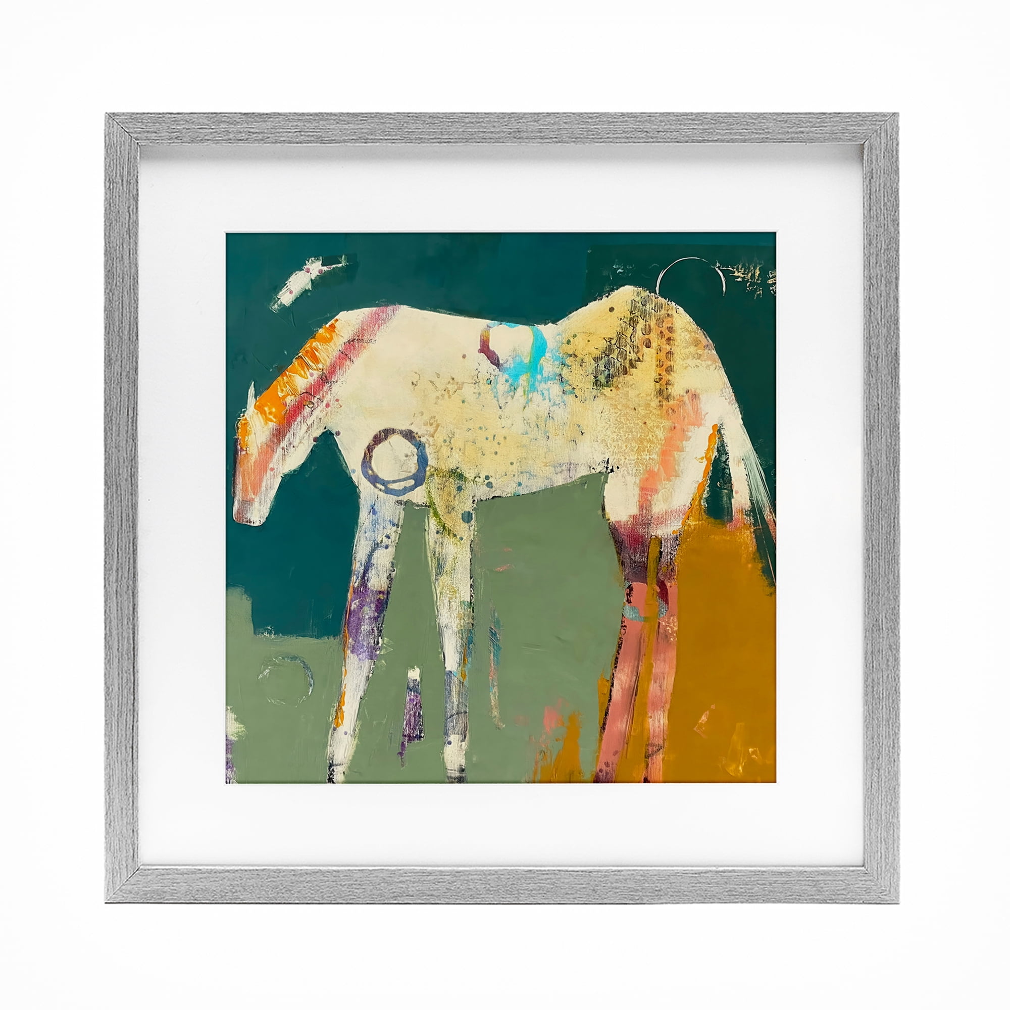 Into The Mystic Horse Gray Framed Print Under Glass, design by Dianna Fritzler