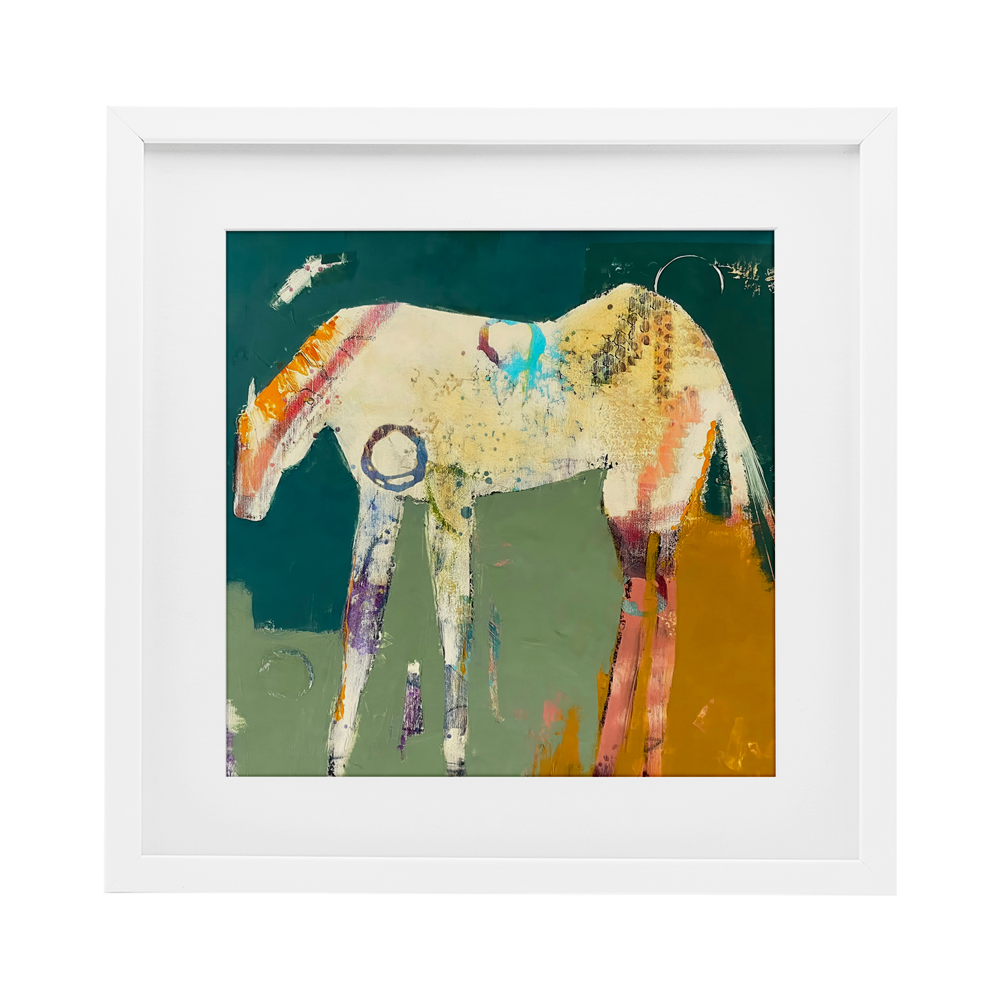 Into The Mystic Horse White Framed Print Under Glass, design by Dianna Fritzler
