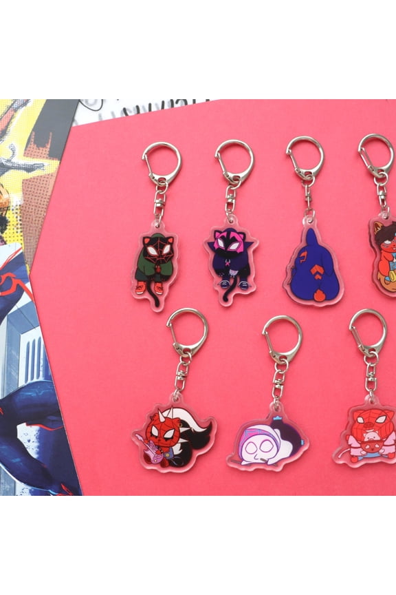 Into The SpiderVerse Chibi Animal Double Sided Acrylic Keychain Anime (1 keychain)