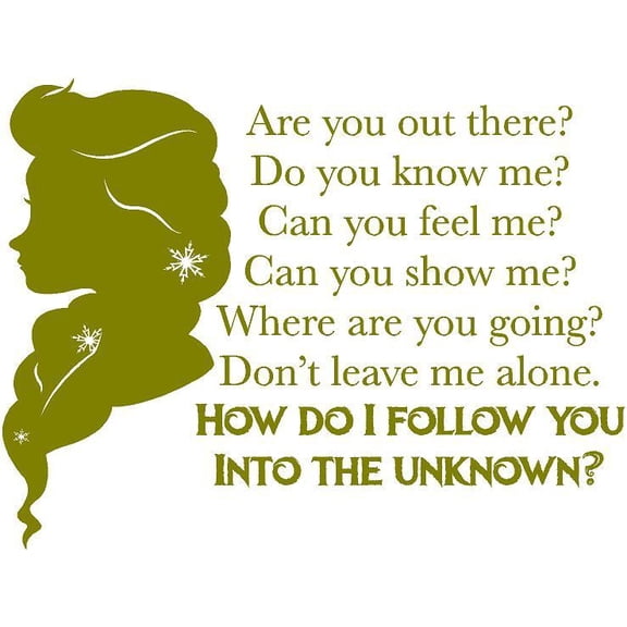 Into the Unknown Song Wall Decal - Elsa and Anna Movie Quote 20"x20" - Princess decals for Girl's Bedroom
