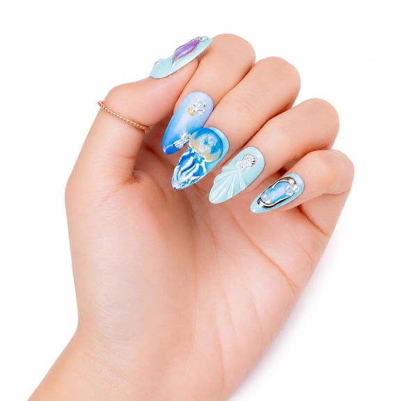 IntoVibes Handmade Press On Nails with Designs, 10PCS Short Square Acrylic Fake Nails, Reusable Pink White 3D Flower Petals Rhinestones