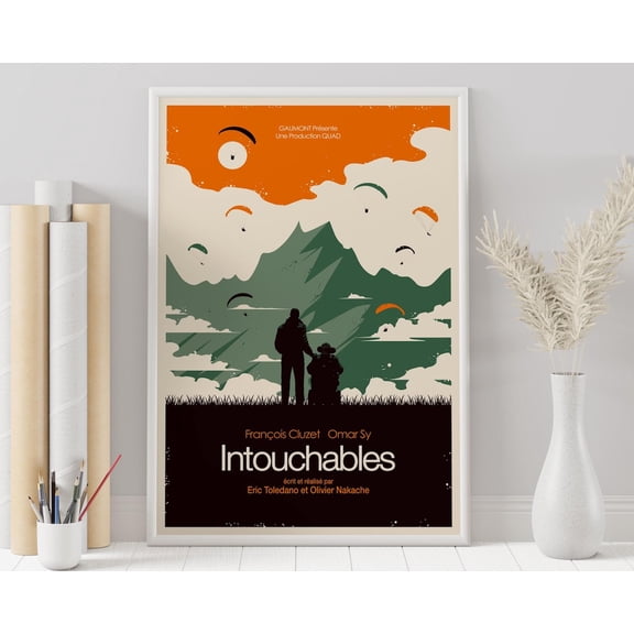 Intouchables Movie Poster, Minimalist Retro Art Print, Unframed Paper Poster 8x10in