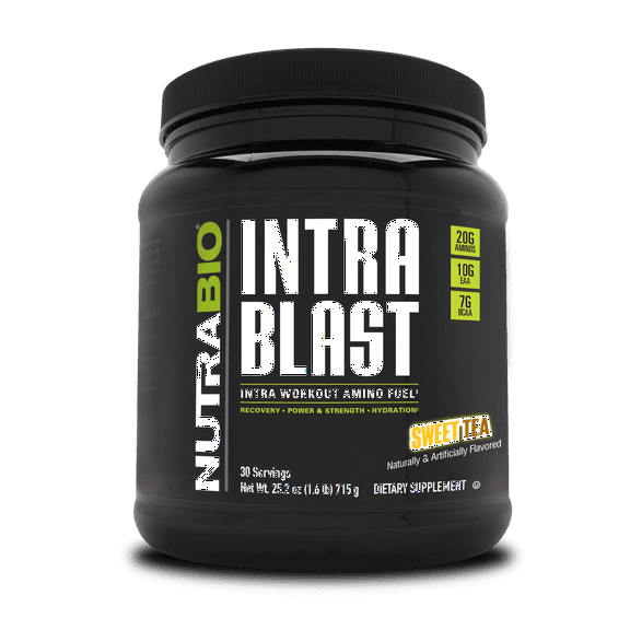 NutraBio Intra Blast BCAA EAA Electrolyte and Hydration Powder - Amino Acid Supplement, EAA/BCAA Powder - Non-GMO and Gluten Free - Sweet Tea - 30 Servings