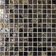 Intrend Tile 1 x 1 Nightlight Wave Glass Square Dark Blue Mixed With Sea Shell Accent