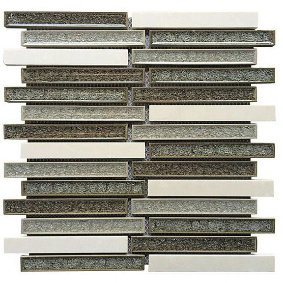 Intrend Tile CT001-A 0.75 x 6 in. Ceramic & Stone Linear Mosaic Blend - Grey