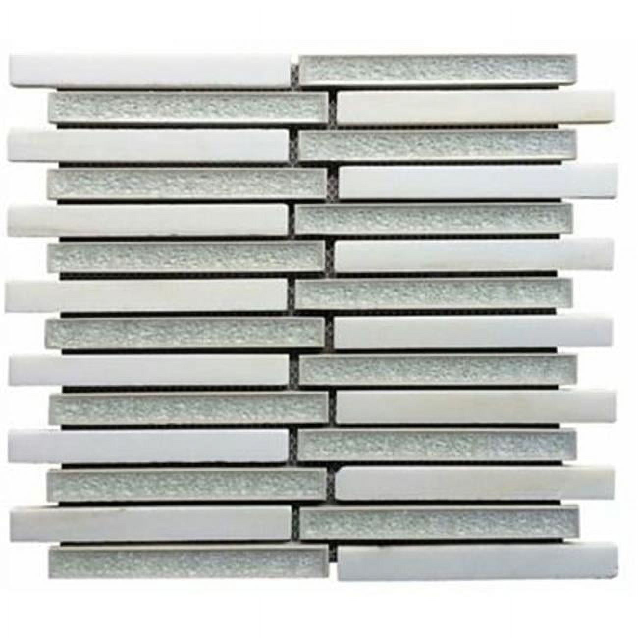 White and Gray Ceramic Stone Linear Mosaic Tile