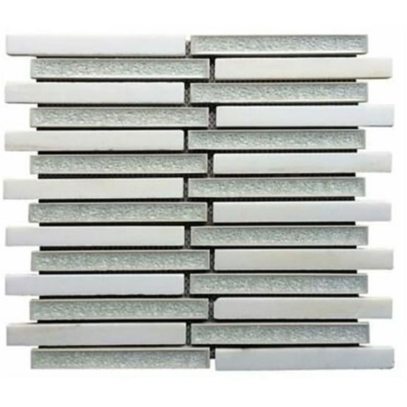 Intrend Tile CT001-C 0.75 x 6 in. Ceramic & Stone Linear Mosaic Blend - White