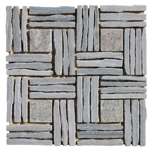 Intrend Tile LS011-G Quartzite Basketweave Interlocked linear Mosaic - Green