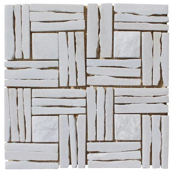Intrend Tile LS011-H Quartzite Basketweave Interlocked linear Mosaic - Whitle
