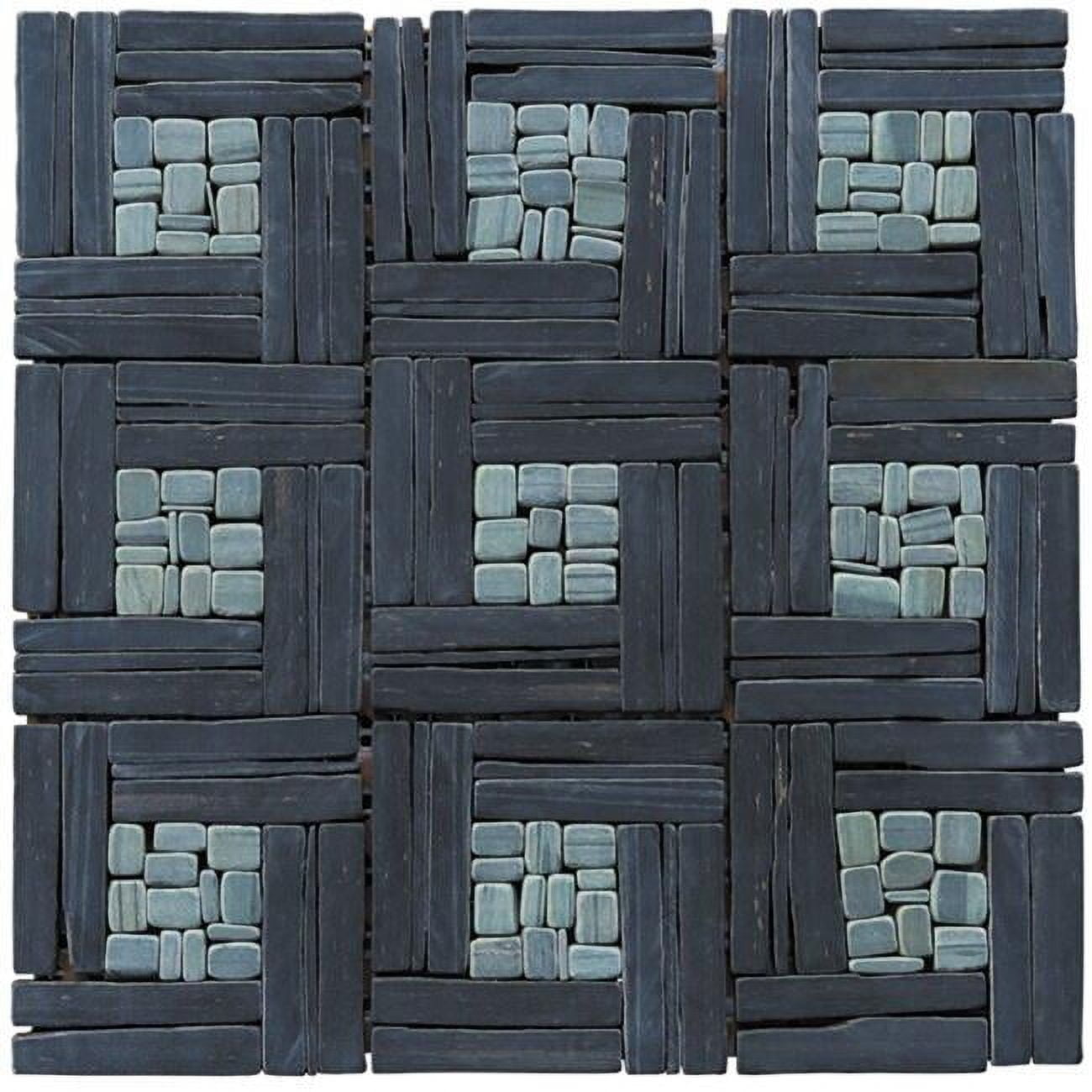 Intrend Tile LS012-S Basketweave Pattern Mosaic Blend - Black Slate