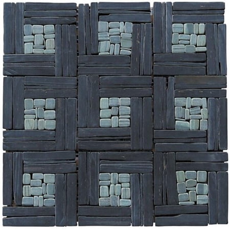 Intrend Tile LS012-S Basketweave Pattern Mosaic Blend - Black Slate