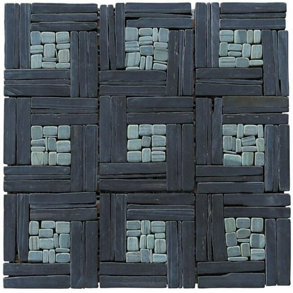 Intrend Tile LS012-S Basketweave Pattern Mosaic Blend - Black Slate