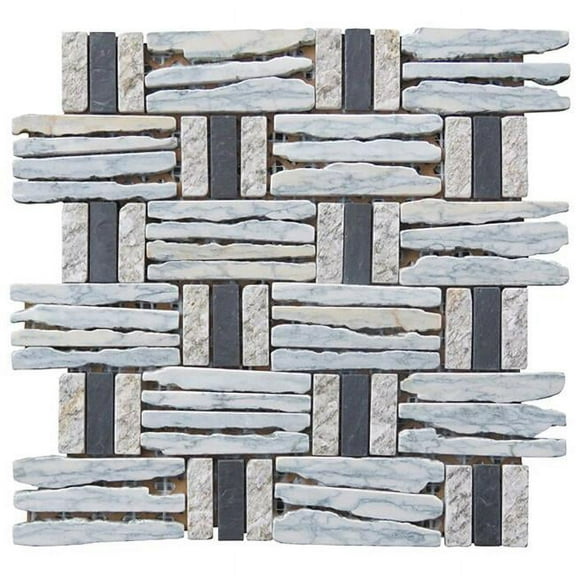 Intrend Tile LS015-D Granite Basketweave interlocked Mosaic Blend