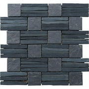 بلاط Intrend LS019-S Basketweave فسيفساء متشابكة - حجر أسود