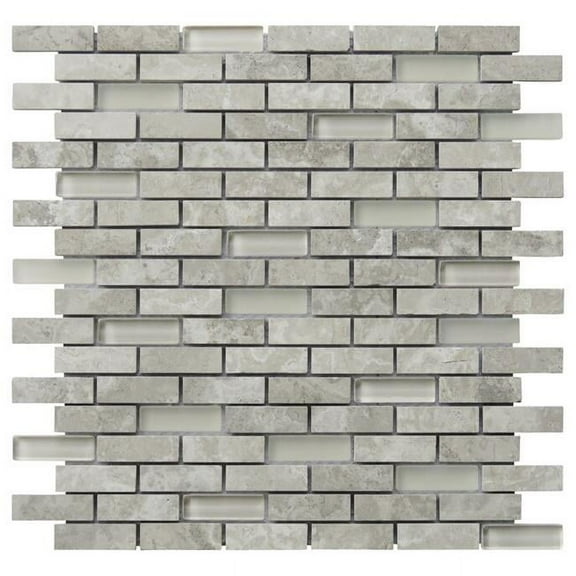Intrend Tile NS021-D 0.65 x 2 in. Limestone Tranquility Linear Mosaic Blend - Grey