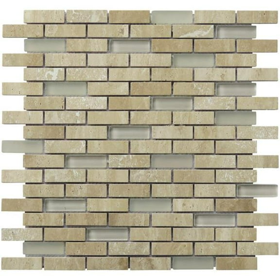 Intrend Tile NS022-D 0.65 x 2 in. Travertine Stone Tranquility Linear Mosaic Blend