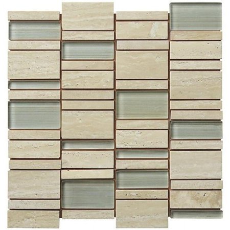 Intrend Tile NS022-F Travertine Stone Linear Glass Blend