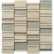Intrend Tile NS022-F Travertine Stone Linear Glass Blend