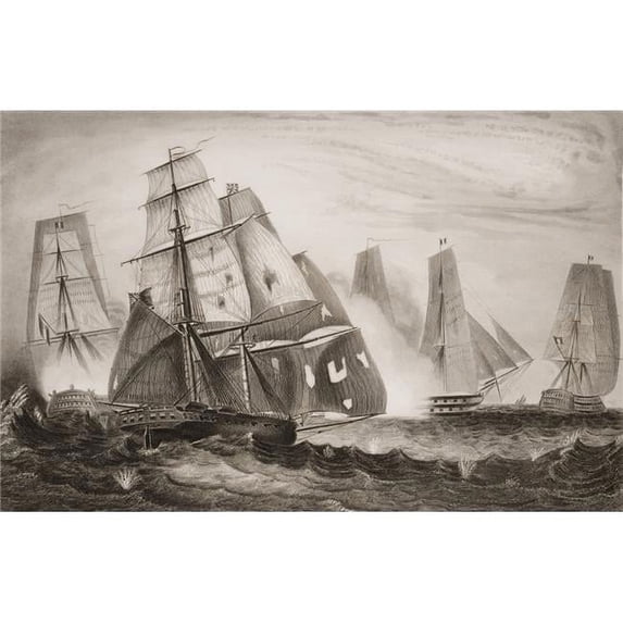 Intrepid Behaviour of Captain Charles Napier In H.M. 18 Gun Brig Recruit Poster Print, 18 x 11