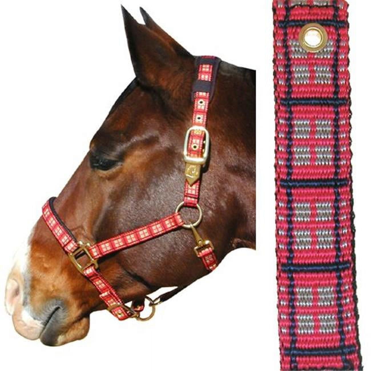 Intrepid International 128001RT Plaid Nylon Padded Horse Halter