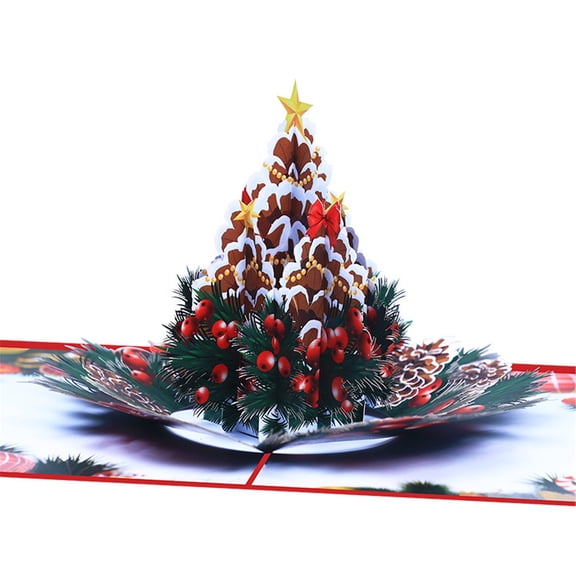 Intricate 3D Pine Cones Postcard Greeting Card for Christmas and New Year Celebration Invitation Card with Envelope