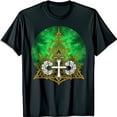thumbnail image 1 of Intricate Black T-Shirt with Gold White & Floral Design, 1 of 5