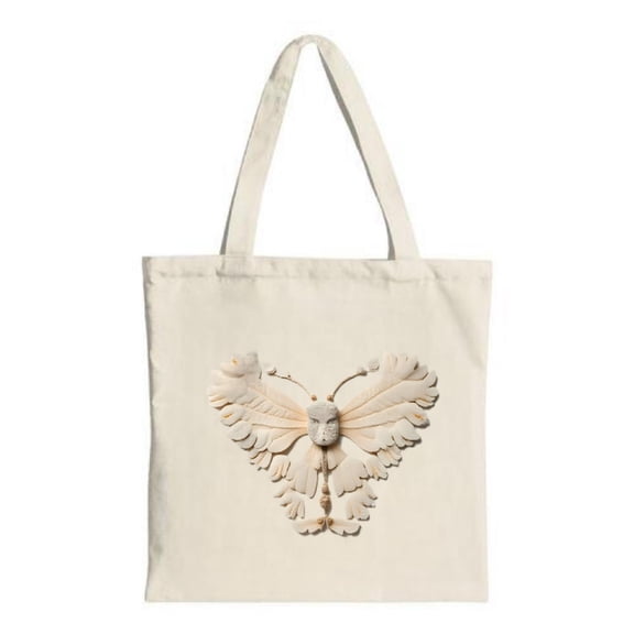 Intricate Butterfly Design Tote Bag - Natural Canvas Multifunctional Reusable Shopping Bag for Parties Travel & Shopping