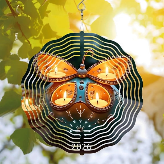 Intricate Butterfly Metal Wind Spinner with Gem Accents - Decorative Hanging Wind Chimes for Yard & Garden - 2026 Edition