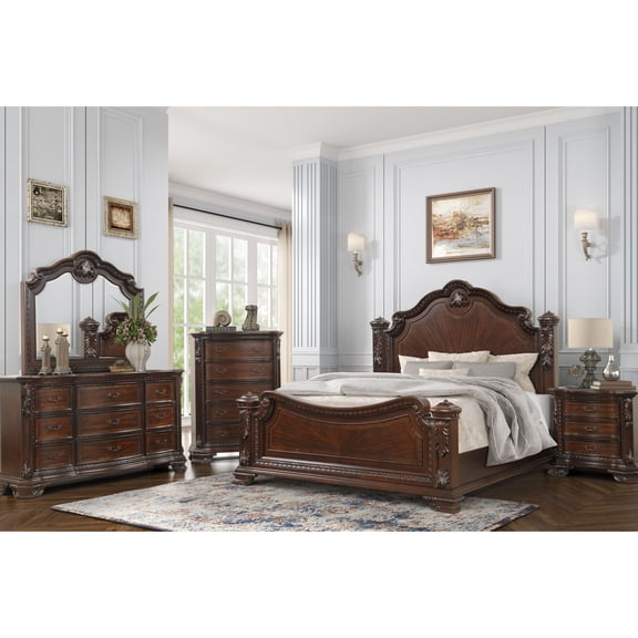 Intricate Carving Design - Enhance Your Bedroom's Classic Beauty with a 5-Piece Set