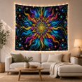 thumbnail image 1 of Intricate Celestial Mandala with Vibrant Stained-Glass Tendrils, Mystical Psychedelic for Space Enthusiasts, Cosmic Decor Art, Birthday Gift Tapestry Wall Hanging for Bedroom and Dorm, 1 of 7