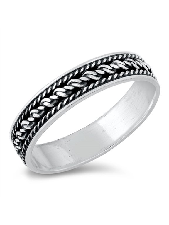 Intricate Celtic Knot Braid Halo Ring .925 Sterling Silver Band Jewelry Female Male Unisex Size 5