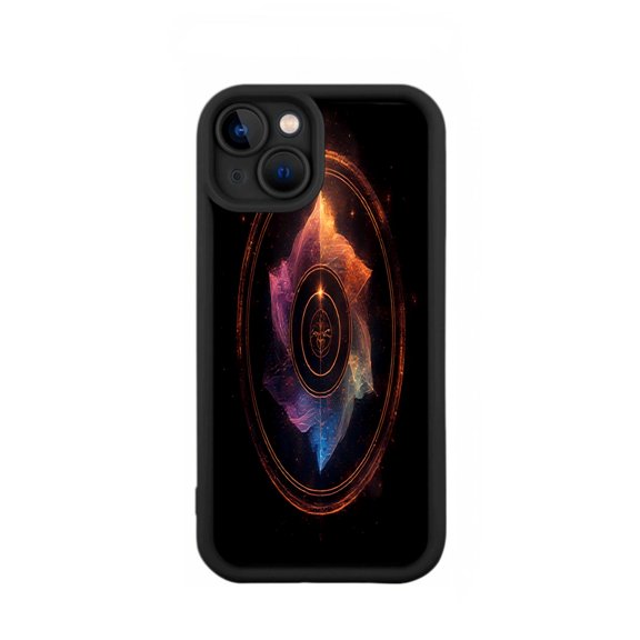 Intricate Colorful Swirl Design iPhone 15 Case - Lightweight Yellowing Resistant Black Background with Leaf/Feather Pattern