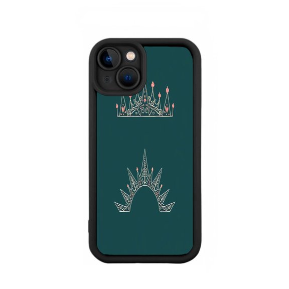 Intricate Crown Design iPhone 15 Case - Dark Teal Lightweight Yellowing Resistant Stylish Protection