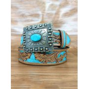 Intricate Deep Floral Pattern Tooled Western Belt