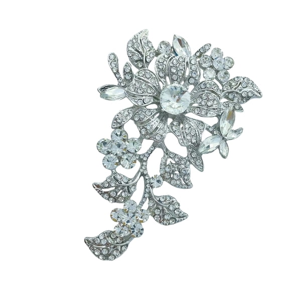 Intricate Designs Crystals Brooch Versatile Women Accessory Sturdy Alloy