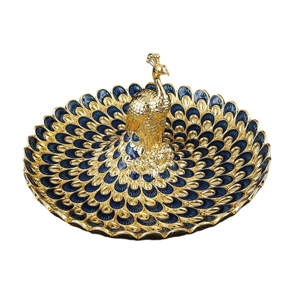 Intricate Embossed Metal Serving Platter Peacocks Design 20cm Snacks Dish