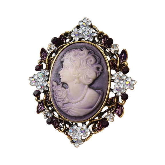 Intricate Filigree Cameo Pin Antique Gold Tone Brooch Party Prom Brooch For Formal Event And Special Occasions