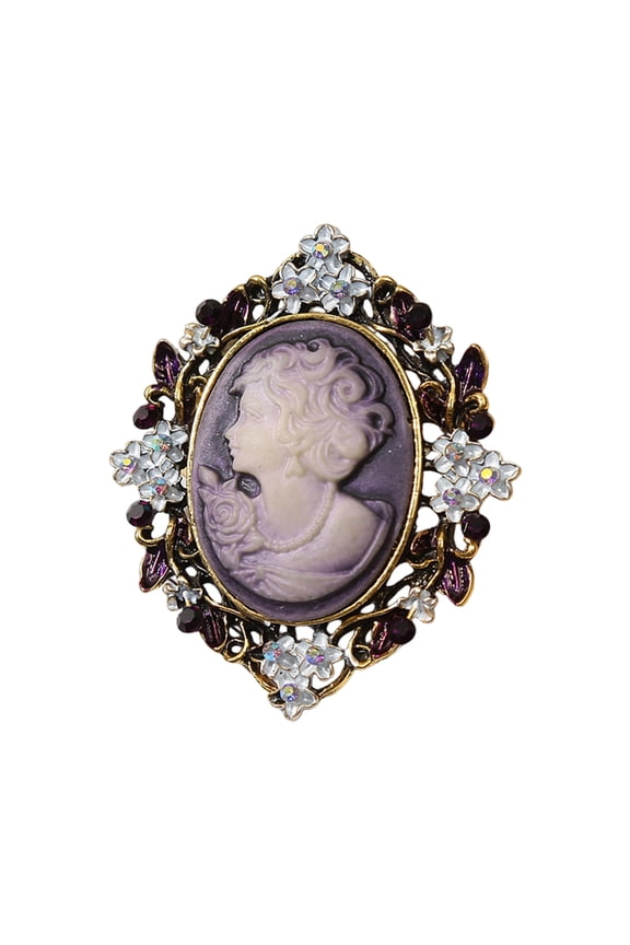 Intricate Filigree Cameo Pin Antique Gold Tone Brooch Party Prom Brooch For Formal Event And Special Occasions
