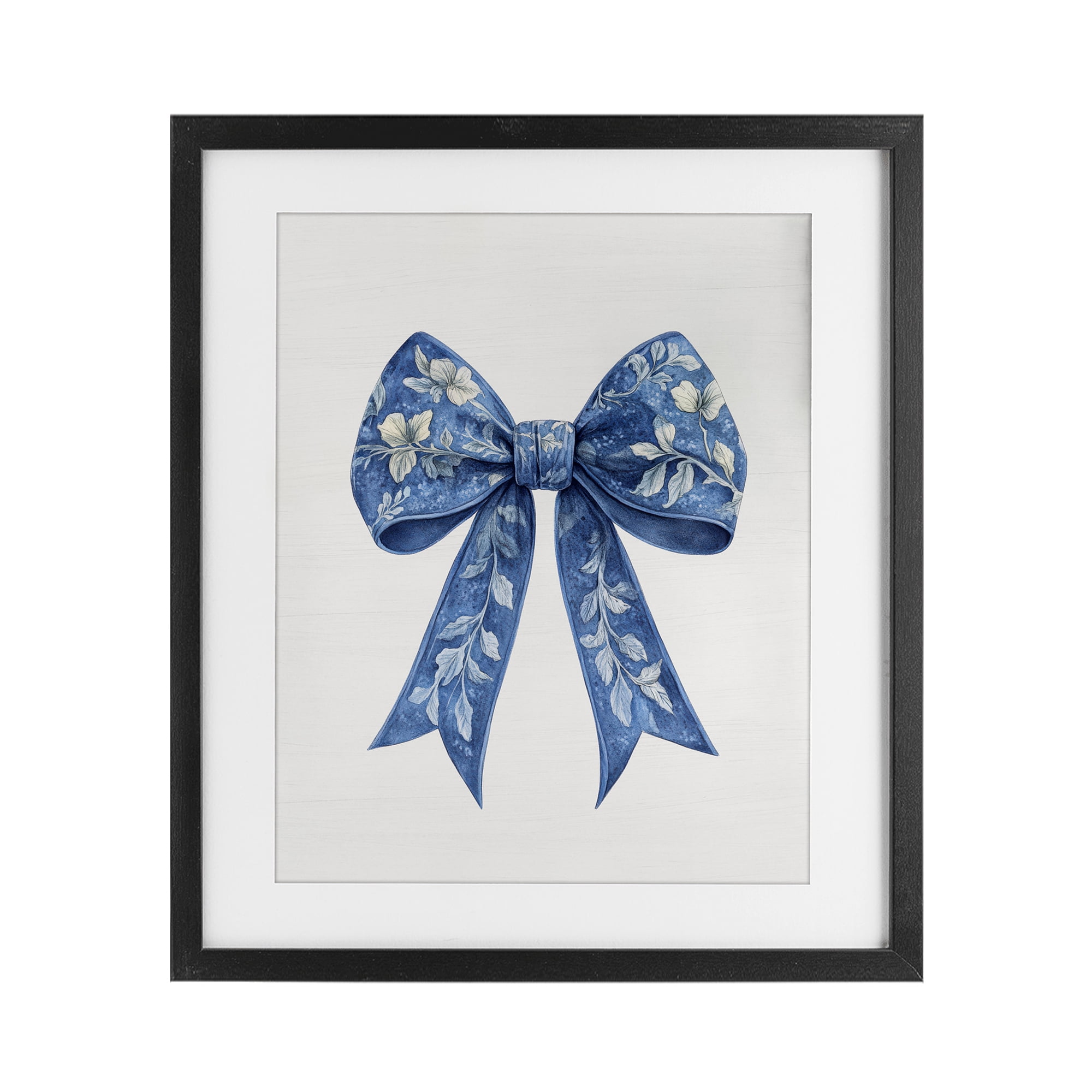 Intricate Florals Ribbon Black Framed Print Under Glass, design by Lettered and Lined