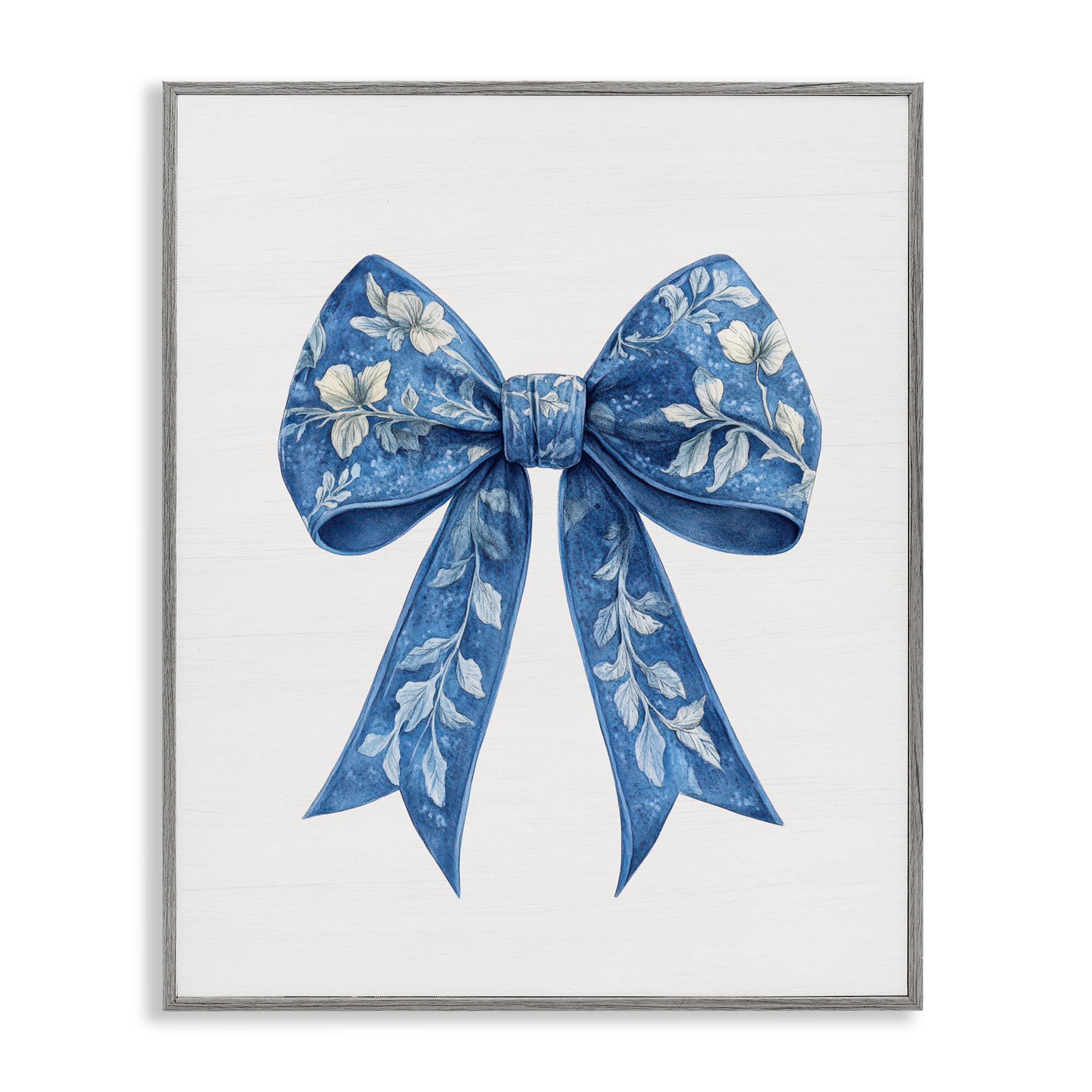 Intricate Florals Ribbon Gray Framed Giclee Art, design by Lettered and Lined