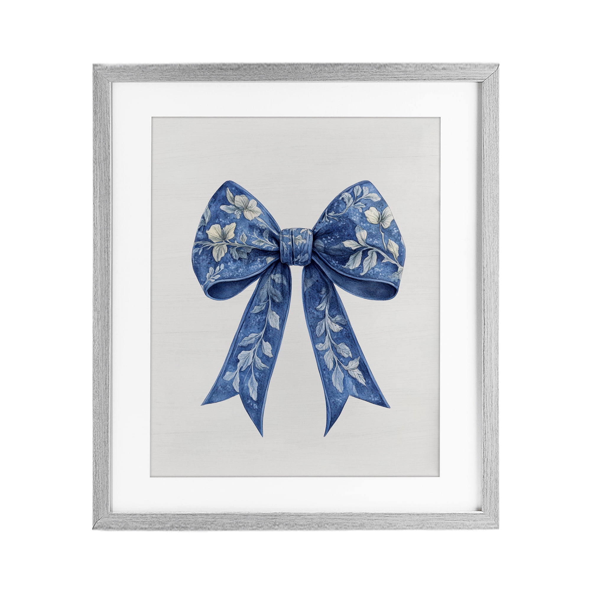 Intricate Florals Ribbon Gray Framed Print Under Glass, design by Lettered and Lined