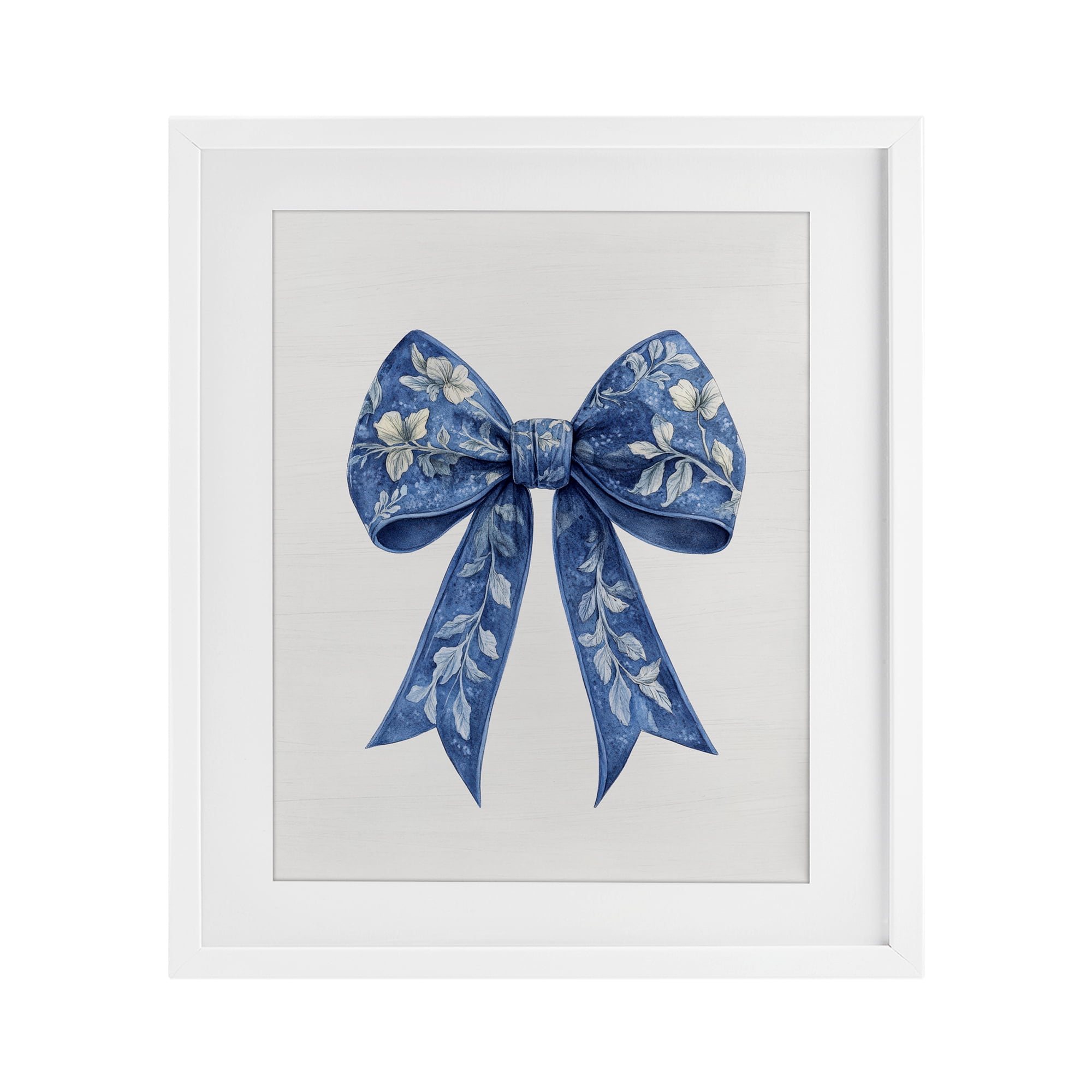 Intricate Florals Ribbon White Framed Print Under Glass, design by Lettered and Lined