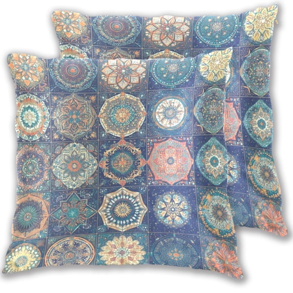 Intricate Geometric Pattern Throw Pillow Covers 16x16 Inch 2 Packs Decorative Square for Living Room Couch Bed Sofa
