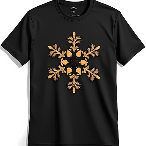 Intricate Gold Design on Black T-Shirt Unique Winter Fashion