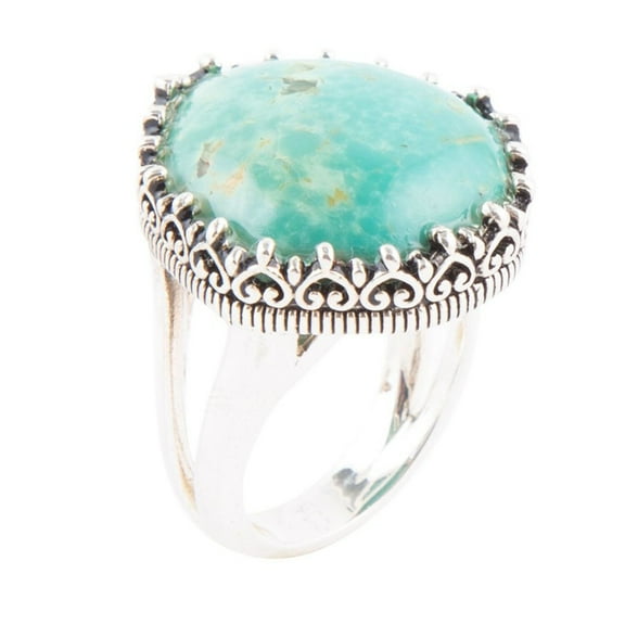 Intricate Green Turquoise and Sterling Silver Ring