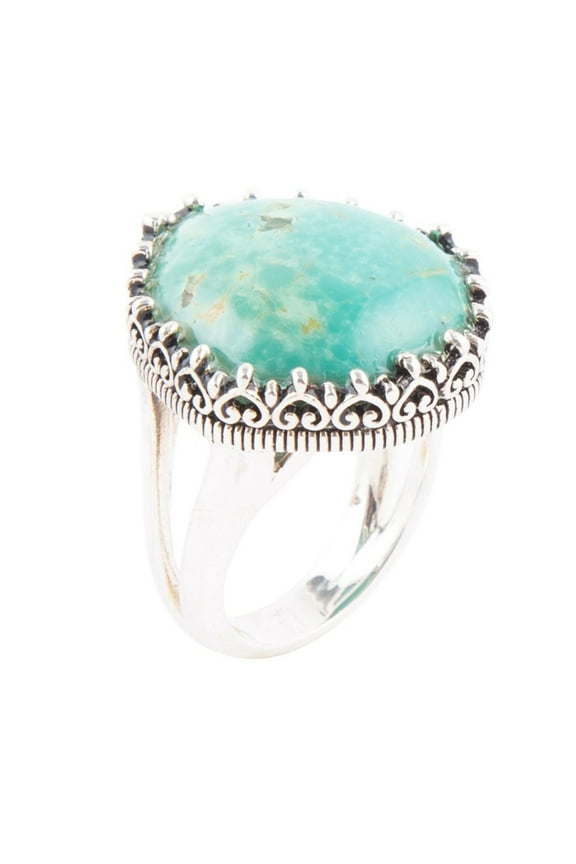 Intricate Green Turquoise and Sterling Silver Ring