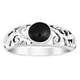thumbnail image 1 of Intricate Lace Swirl Vines Round Black Onyx Sterling Silver Ring-8, 1 of 5