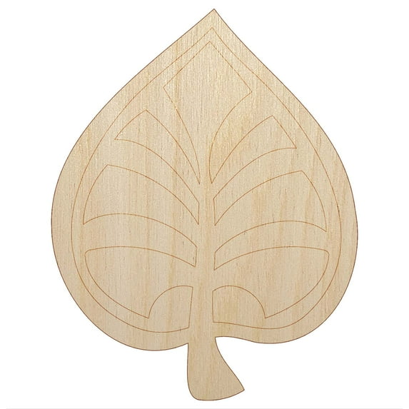 Intricate Leaf Design Wood Shape Unfinished Piece Cutout Craft DIY Projects - 4.70 Inch Size - 1/8 Inch Thick
